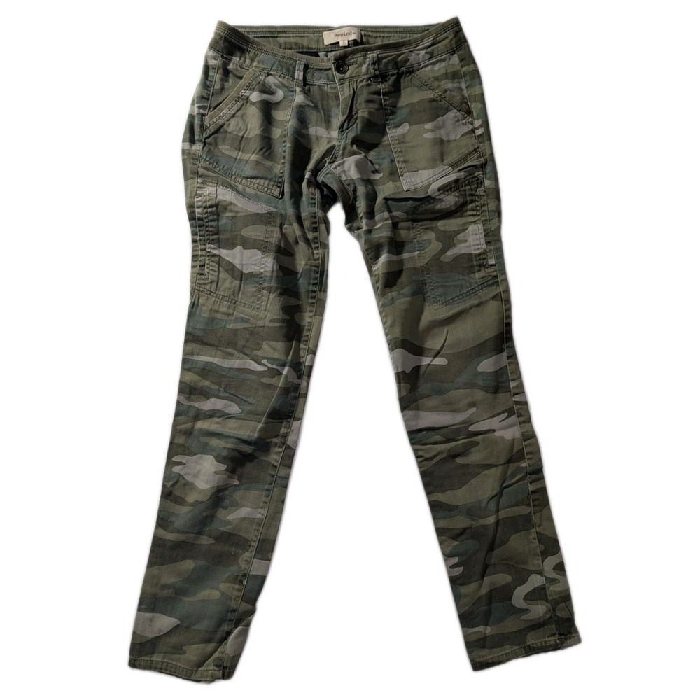 Y2K Rewind Camo‎ Skinny Cargo Pants Women's Size 5 Green Stretch Cotton